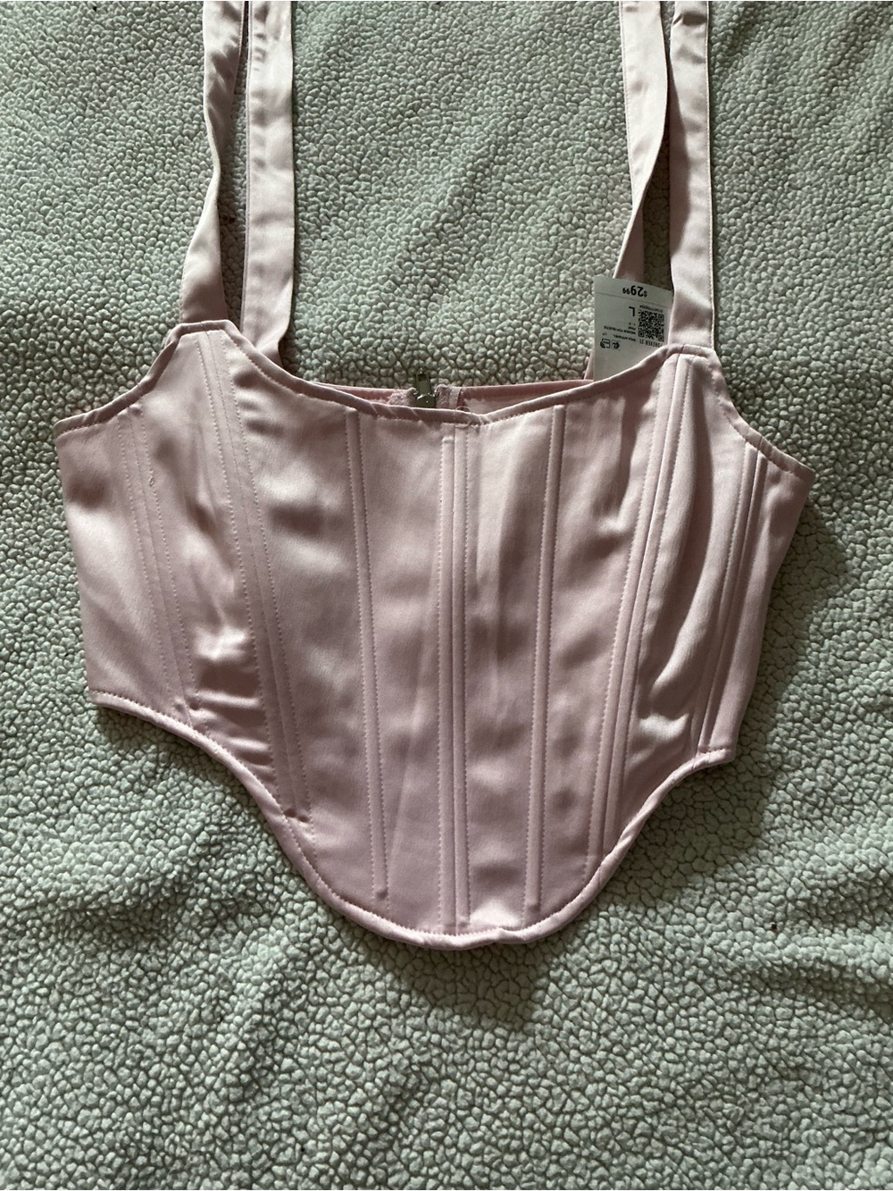 Fashion Nova Blush Pink Satin Corset Crop Top